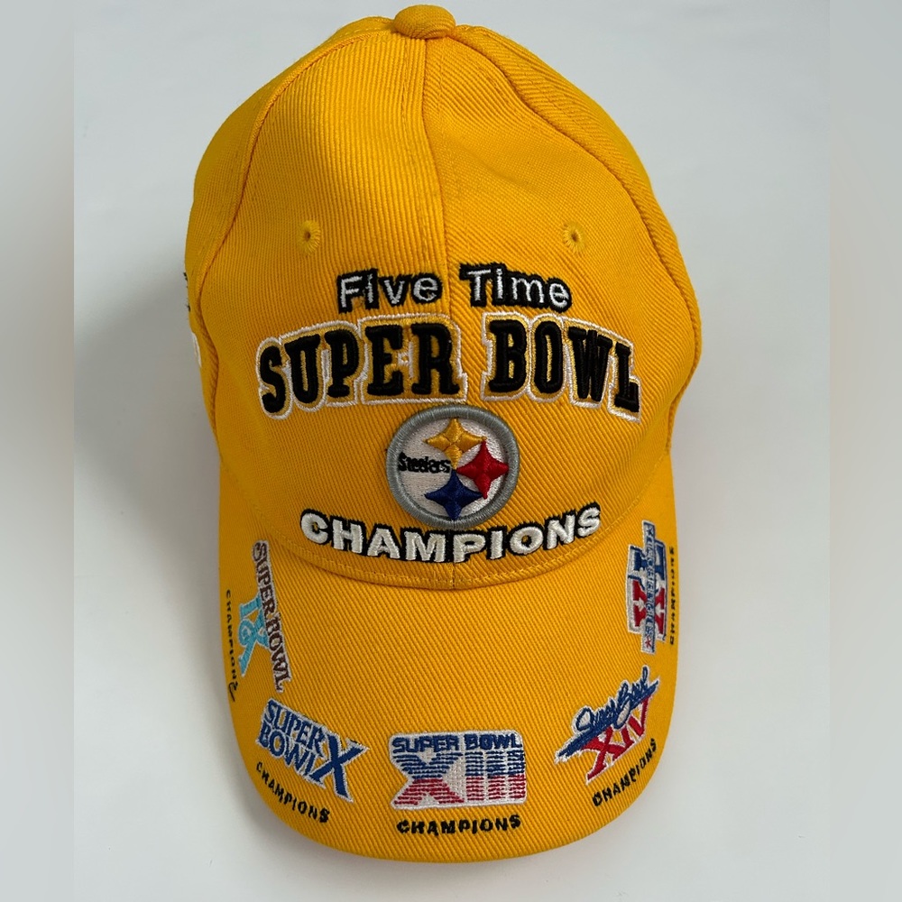 NFL Steelers Five Time Super Bowl Champions Baseball Cap Yellow Color